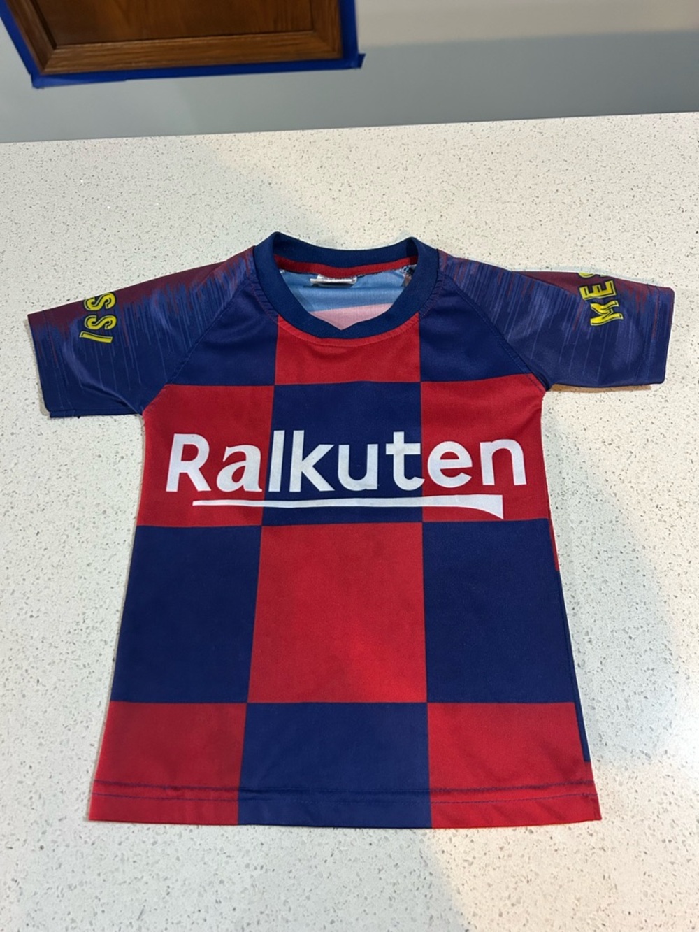 Messi Barcelona multicoloured jersey, Size 4 #football #soccert